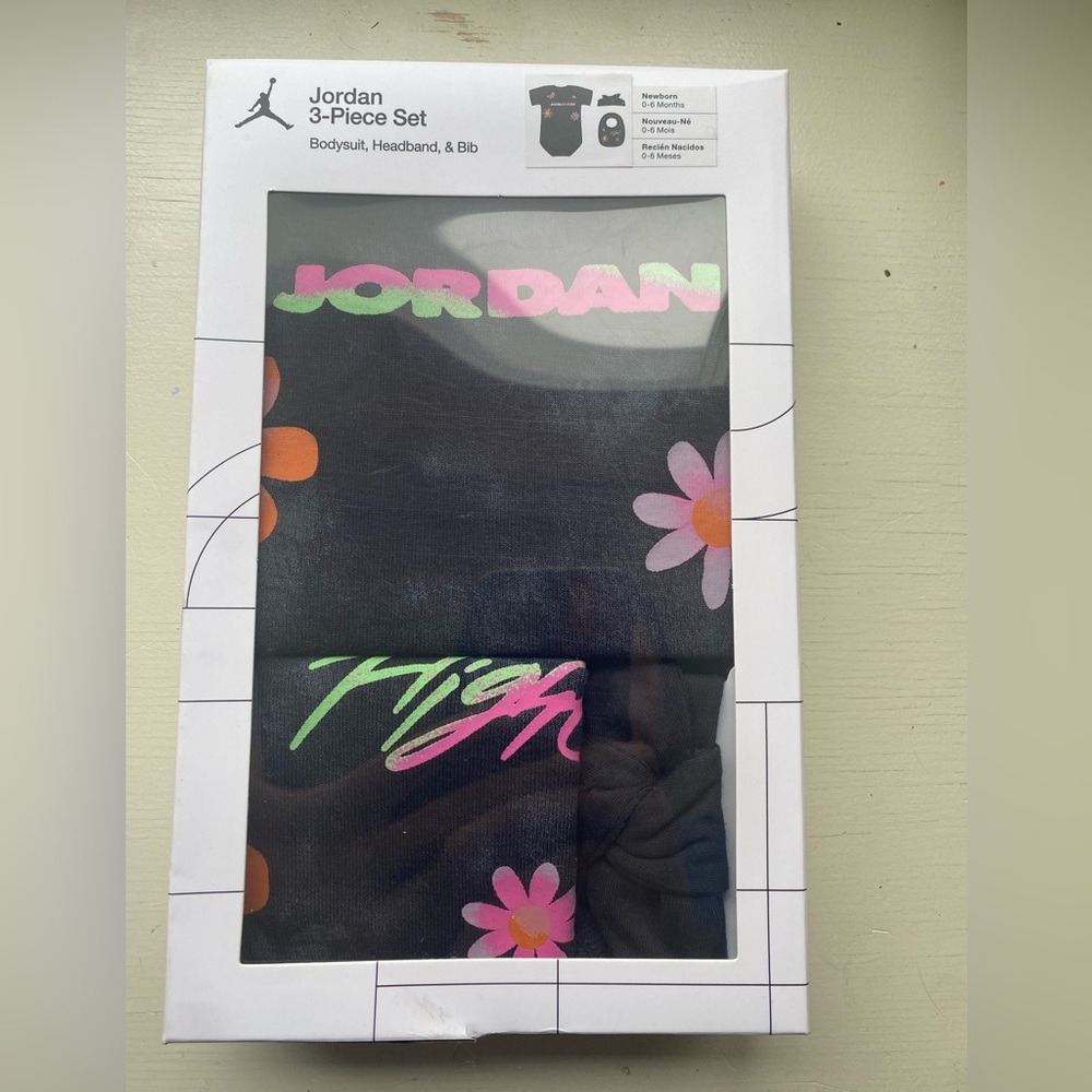 Jordan Black and Neon baby onsie Set